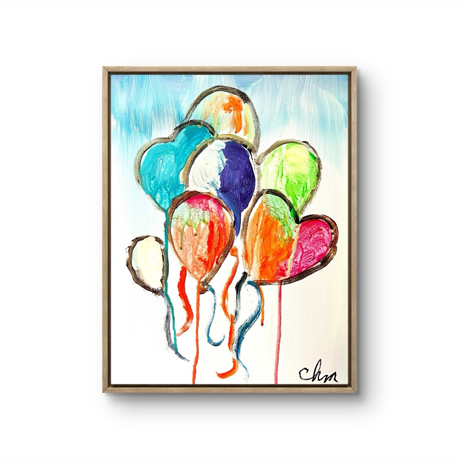 12×16 Balloons Original Colorful Abstract Art Handmade Signed Unique Home Decor