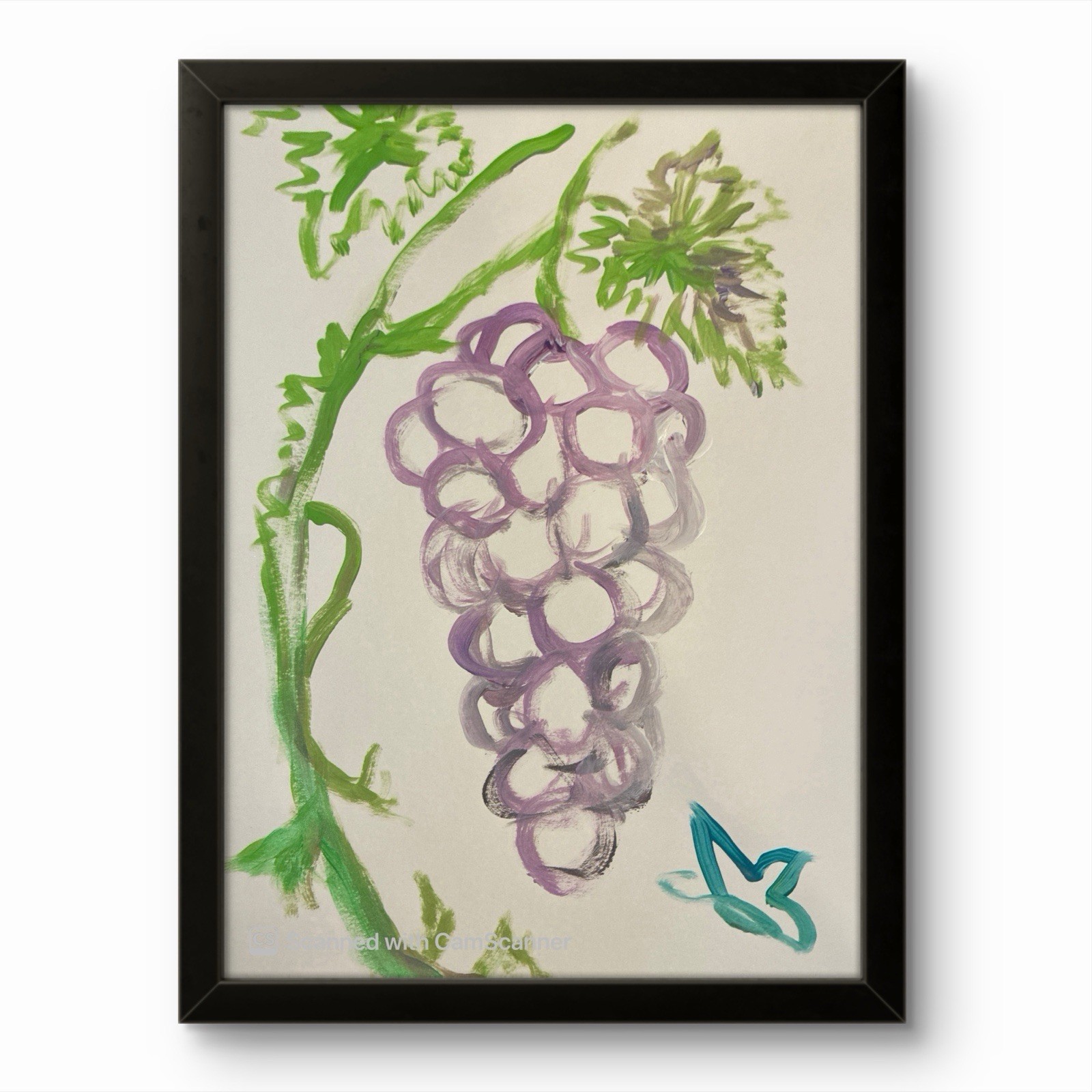 BLESSED#1391 Wine Bottle Grape Glass 14×11 Original Paper Art Modern Abstract