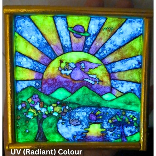 PETER MAX Universal Harmony sign Art UV Radiant Acrylic Canvas Hand Paint Frame