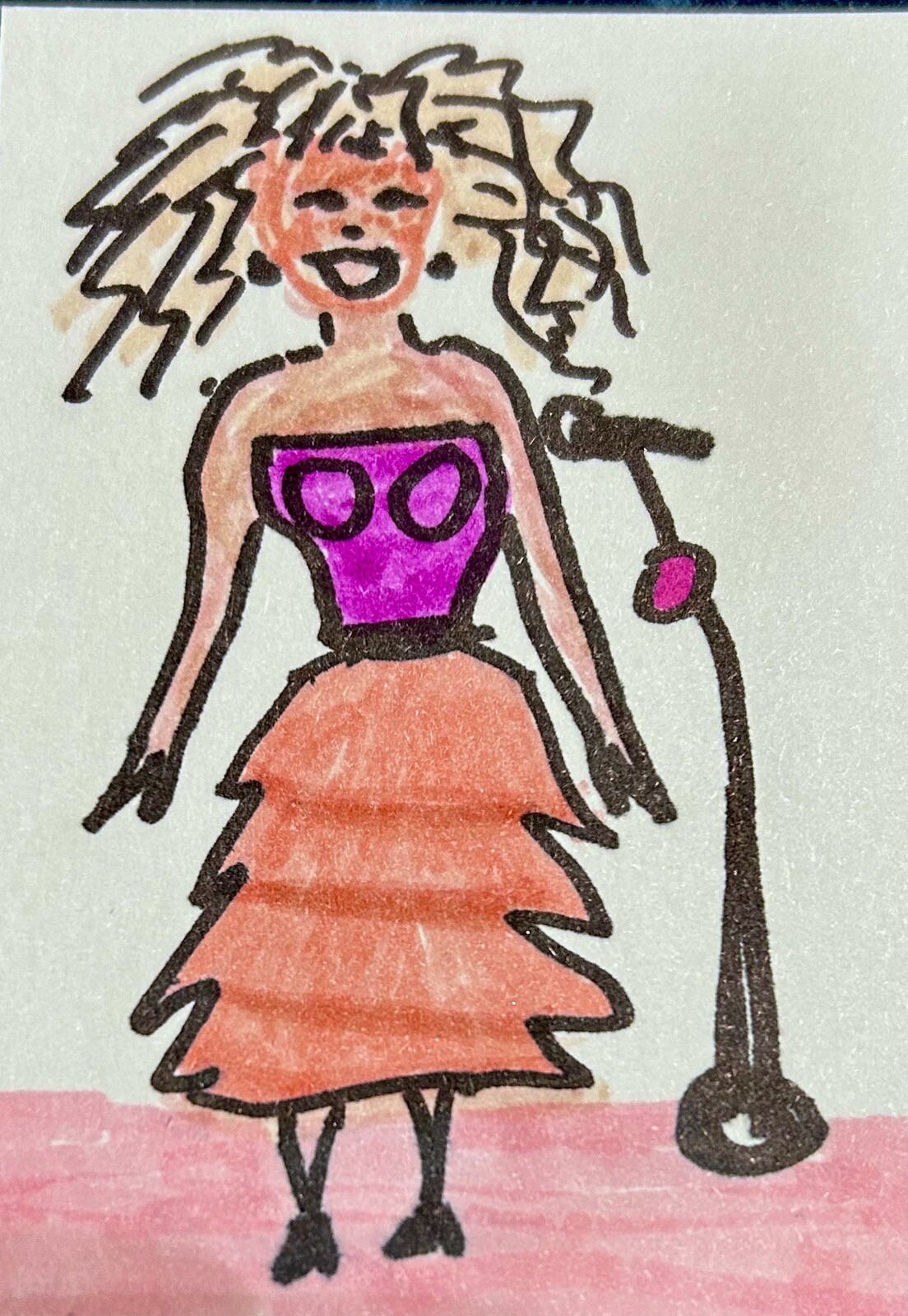 1Original Person art card, ACEO, dorisann1022 marker Portrait Face Outsider Opry