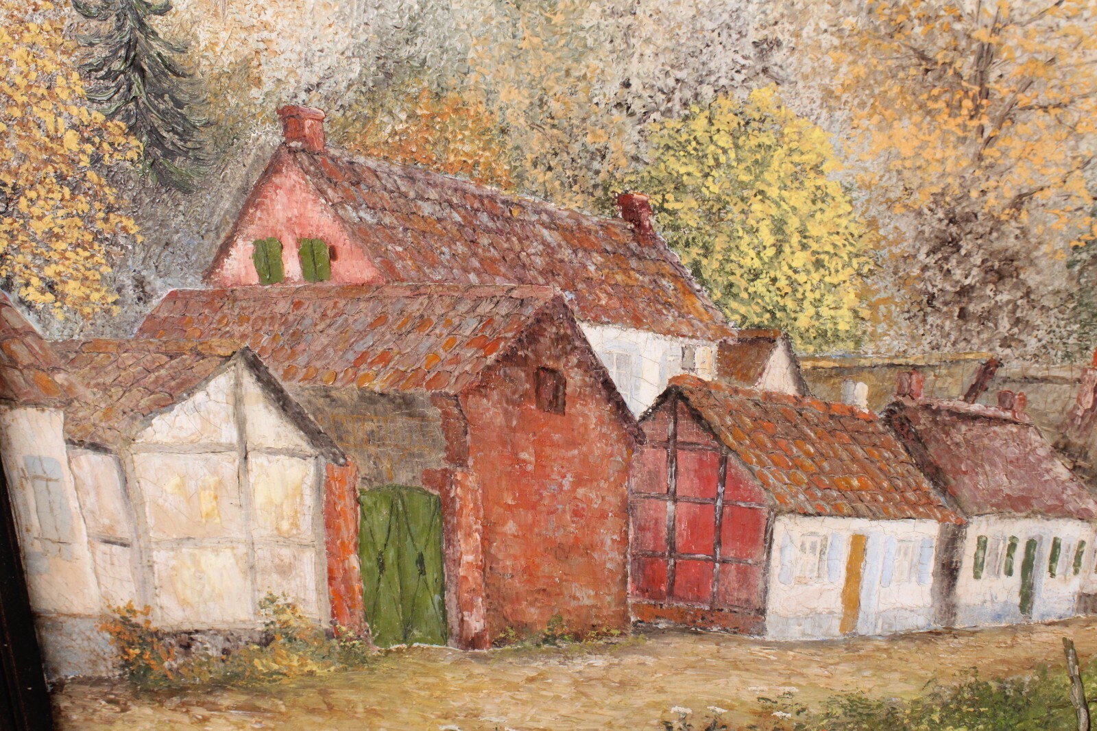 Old Town Cityscape Vintage Oil Painting On Canvas Signed Karl Heinz Moll