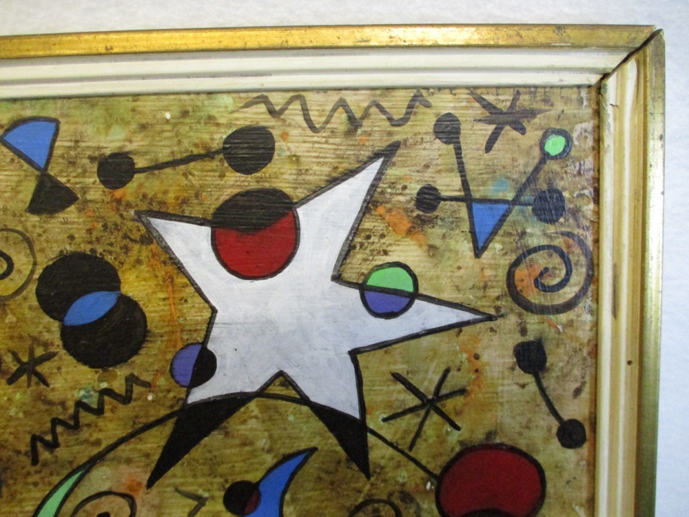JOAN MIRO – Painting on panel framed – Early 20th Century Abstraction Modernist