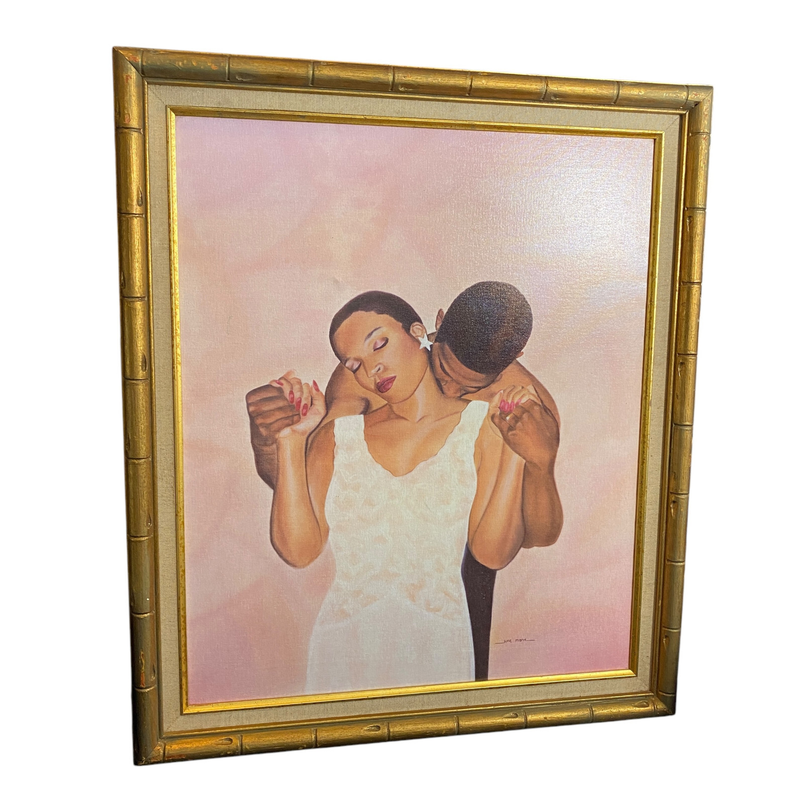 GORGEUS Black Man & Woman Couple Portrait Painting by JUNE MARIE 24″x28″