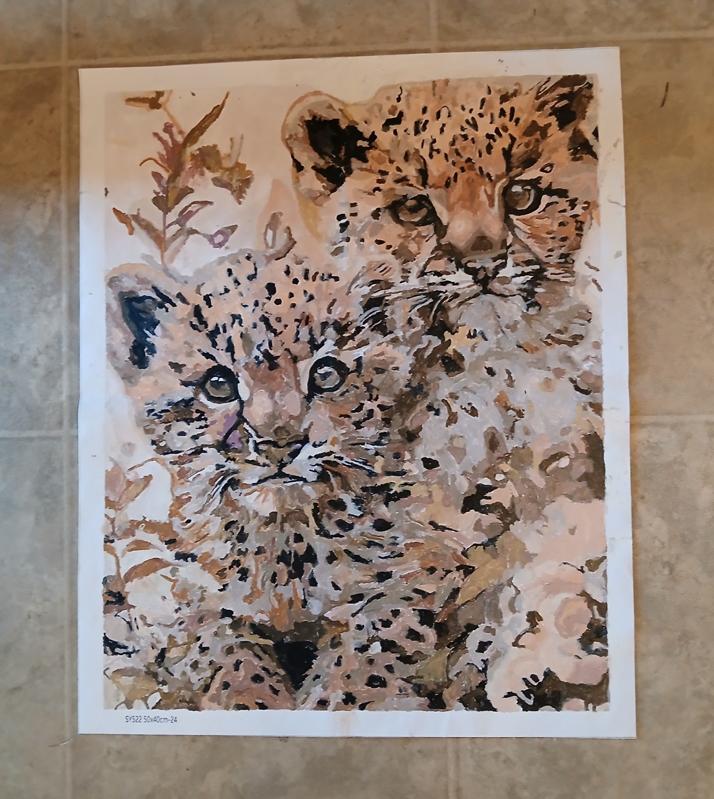Hand Painted By Number Painting on Canvas Completed Unframed 16×21 Cm