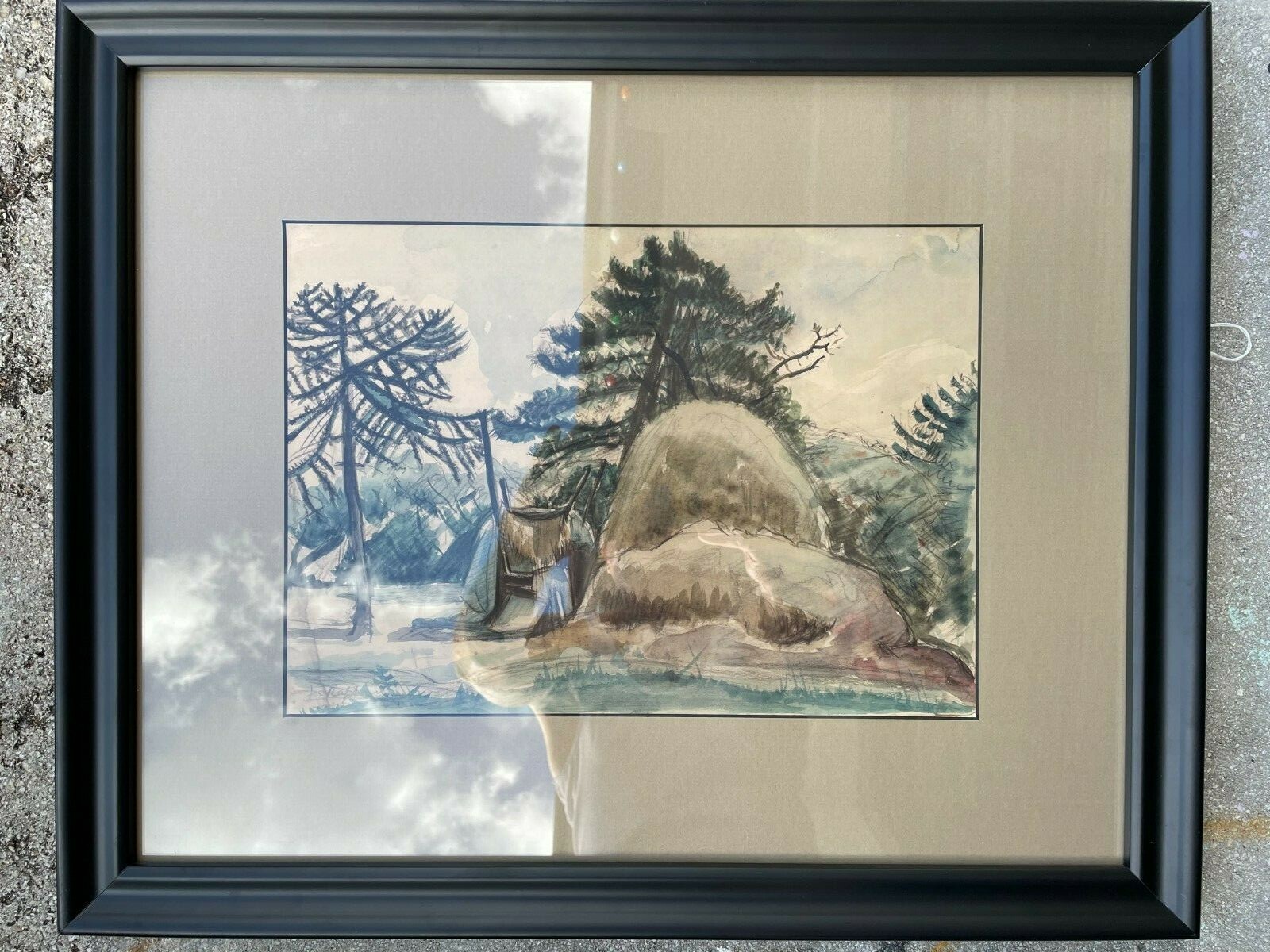 RARE ORIGINAL JOSEPH RAPHAEL WATERCOLOR AND PENCIL ON PAPER FRAMED UNDER GLASS