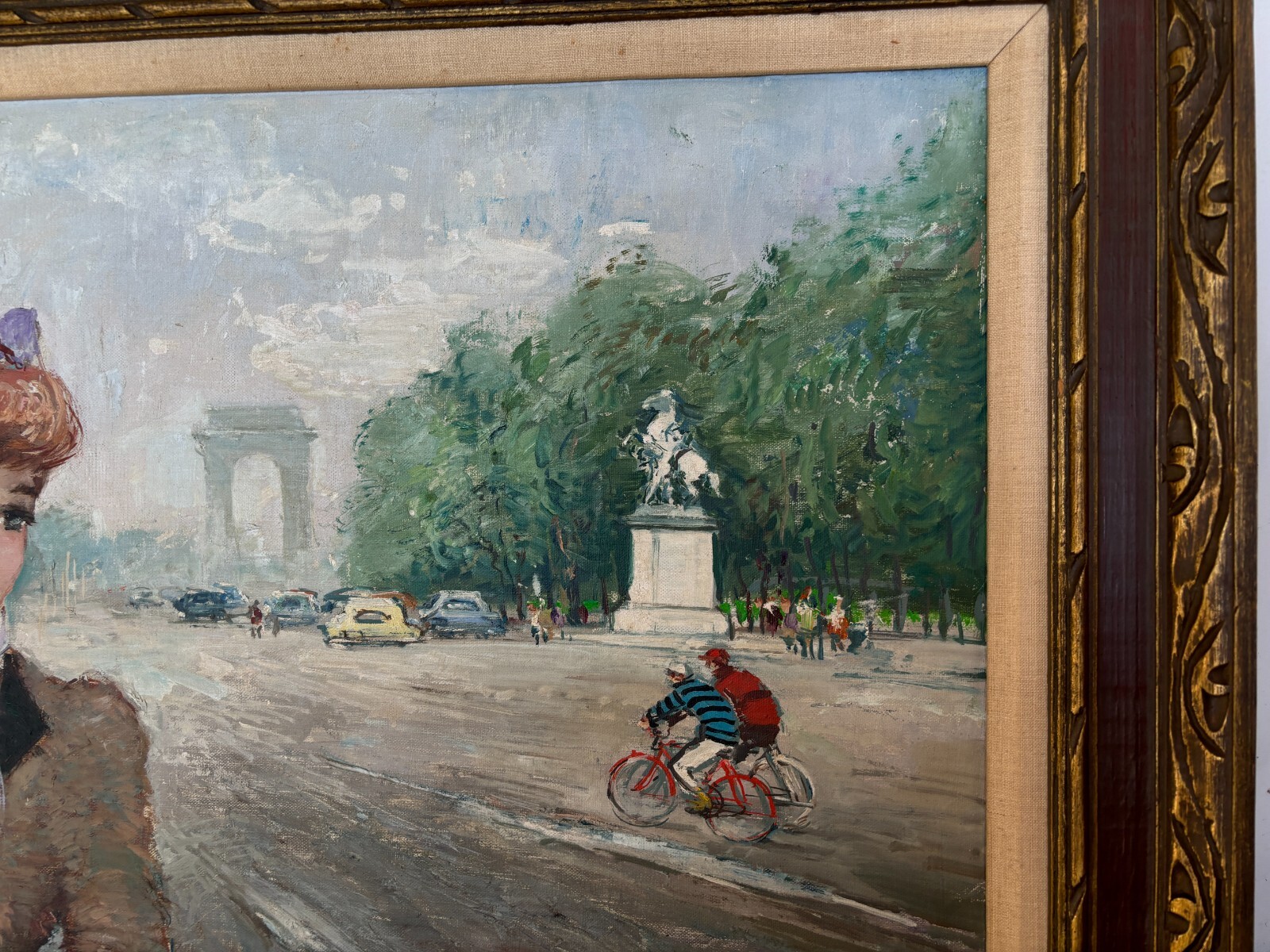 Vintage Oil Painting 30x51in on Canvas by Janos Csejke – Paris 1951 – see photos