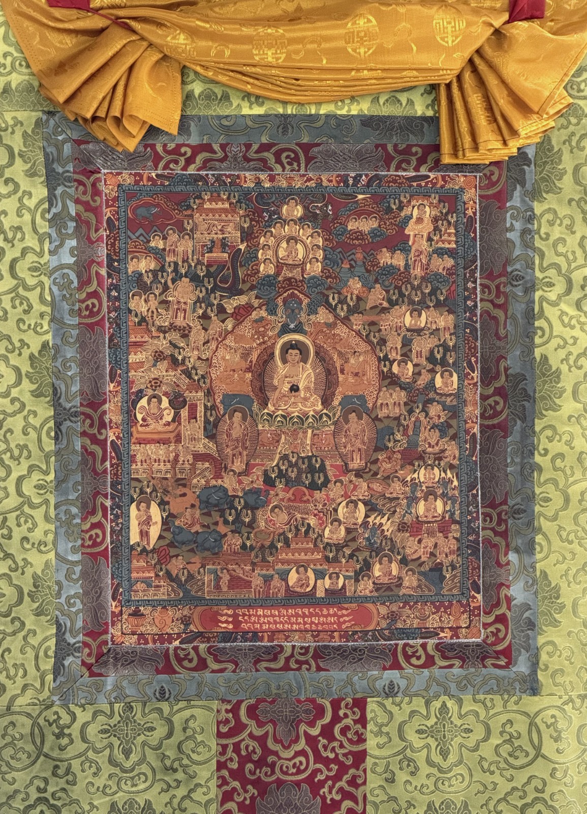BUDDHA LIFE MANDALA MASTERPIECE TIBETAN THANGKA PAINTING HANDMADE NEPALESE ART