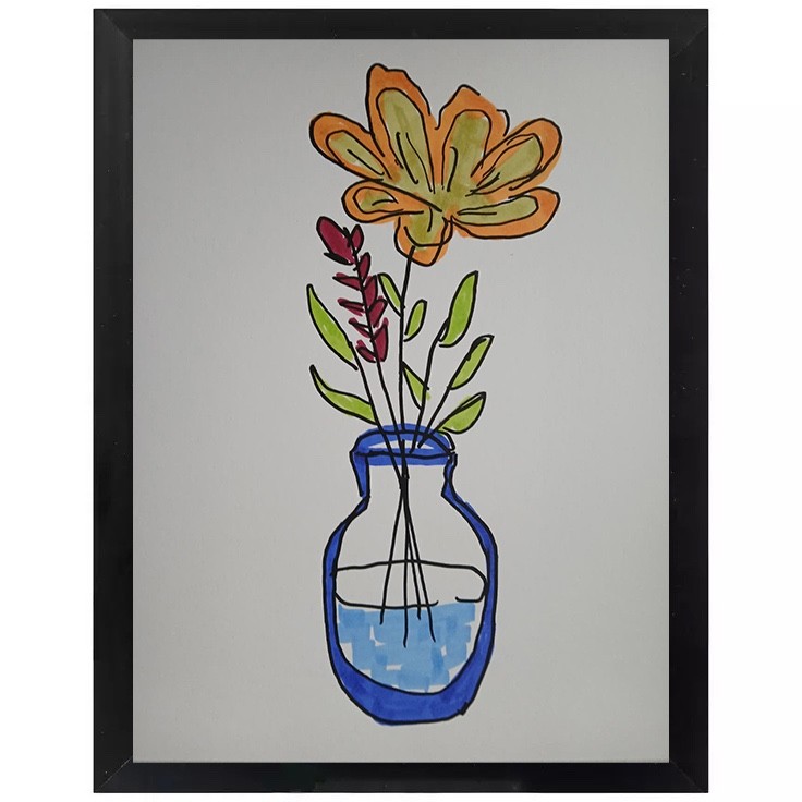 Abstract/Minimalist 9×12 Colorful Orange Daisy Handmade Art Painting