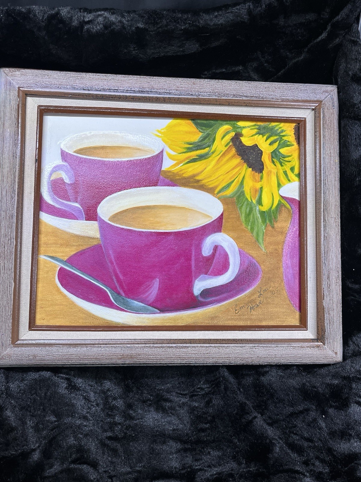 FRAMED ORIGINAL 2005 OIL PAINTING “tea For Two” EMMA LOU HOWE -Still Life Art