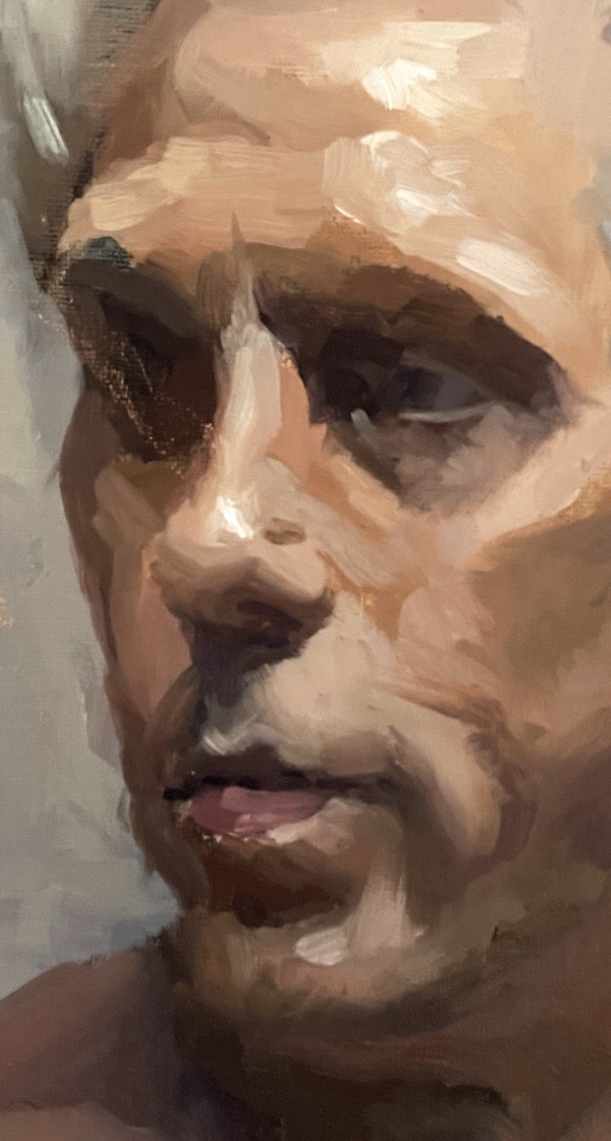 Alla Prima Portrait Study: oil on linen 9×12 male figure model painted from life
