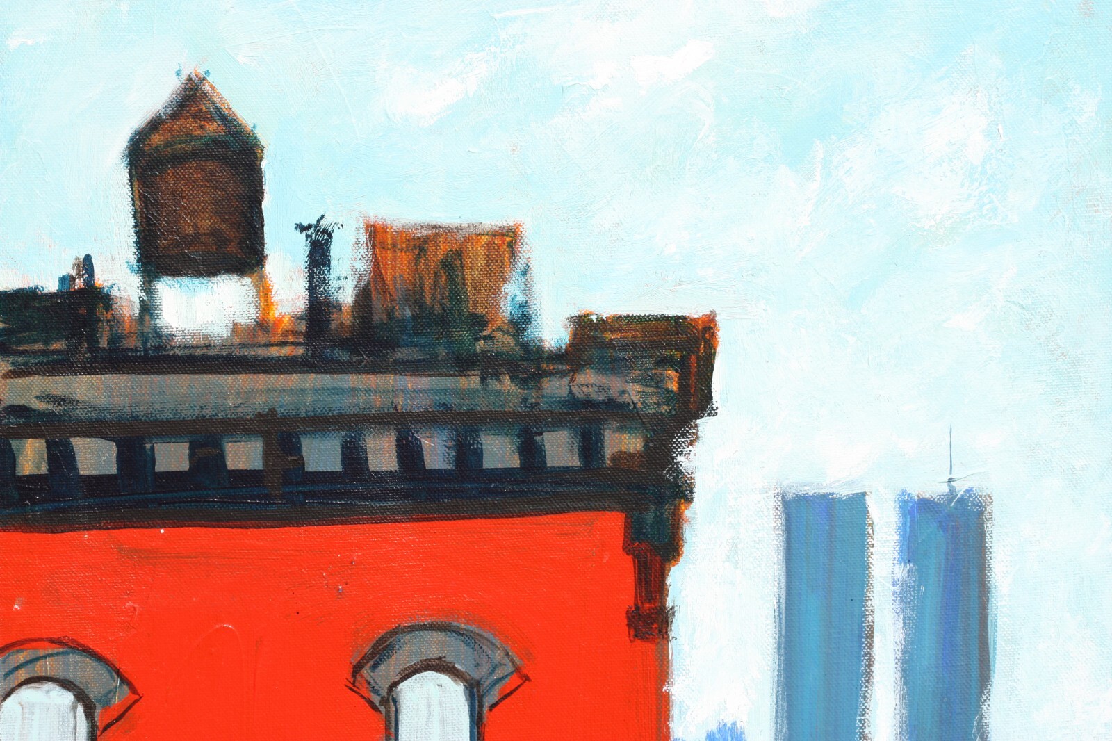 Guillermo, (20th/21st Century) Cityscape with Twin Towers, 1998 signed Guillerm