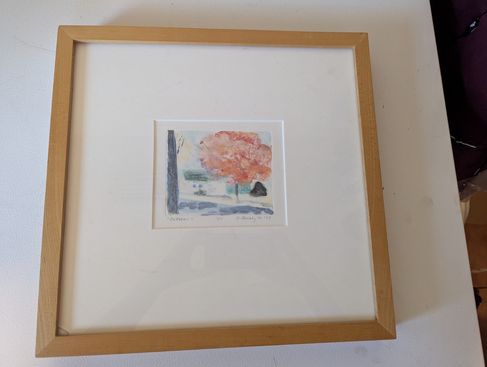 Original Monotype by Dagny Quisling Myrah “October” 97 Signed/Framed 1/1 Used
