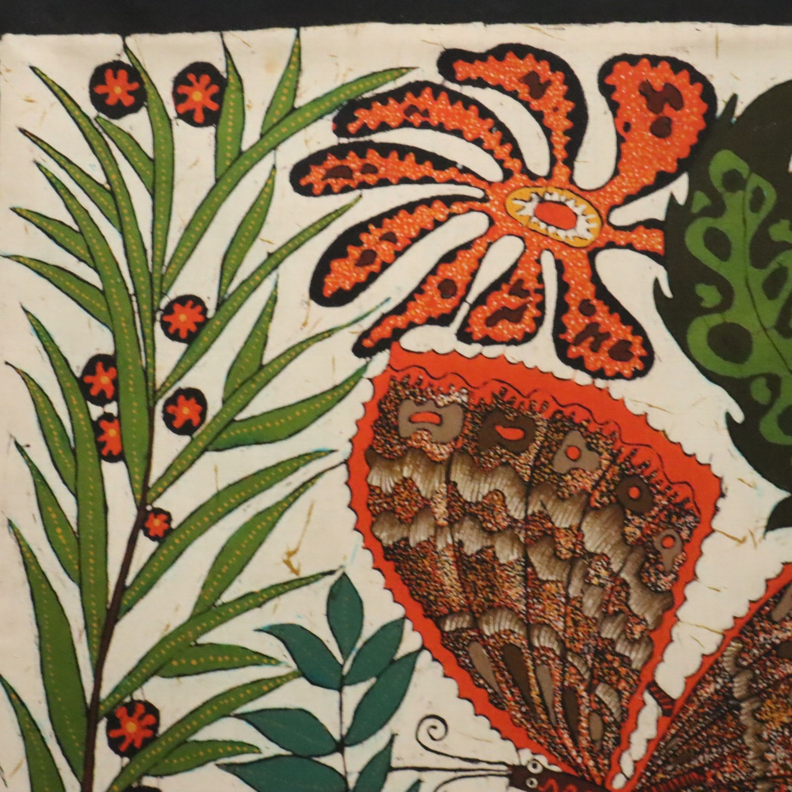 Vipula Dharmawardena Batik Textile Folk Art Floral Butterfly Bird Sri Lanka Silk
