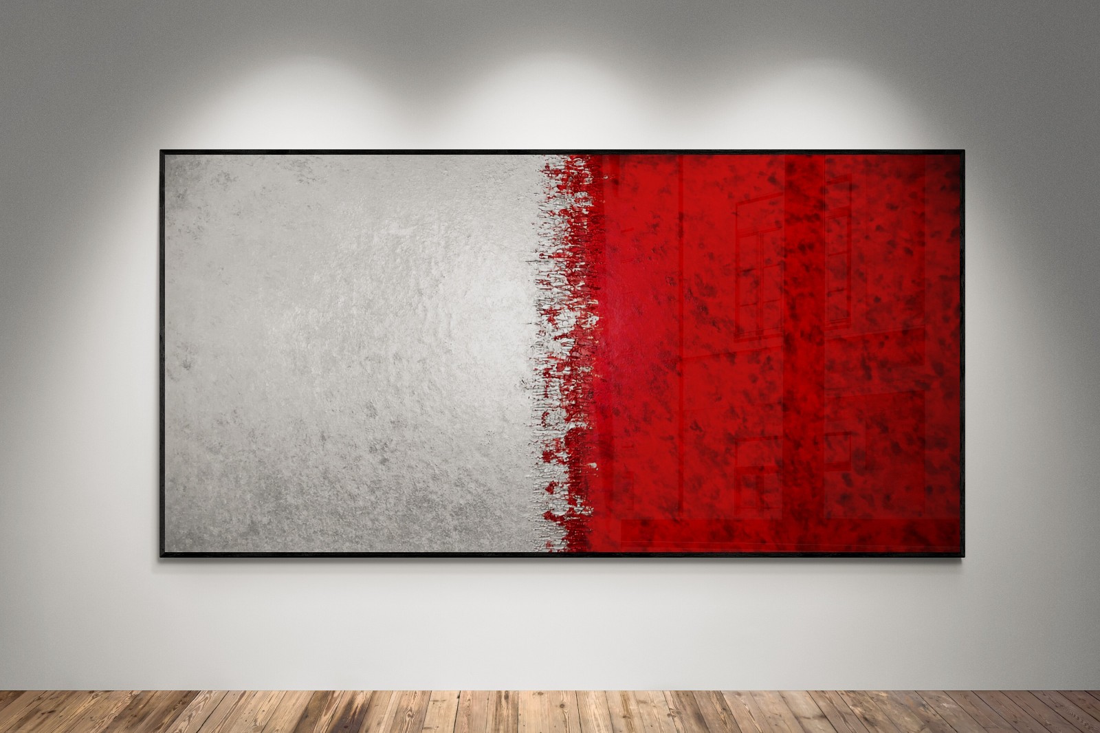 XXL Rothko Style Red White Pearl Color Field Textured Abstract Painting 78×39 in
