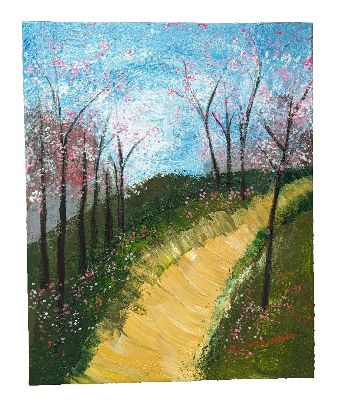 Landscape Tree Painting Original Cherry Blossoms Japan Flowers Samantha McLean