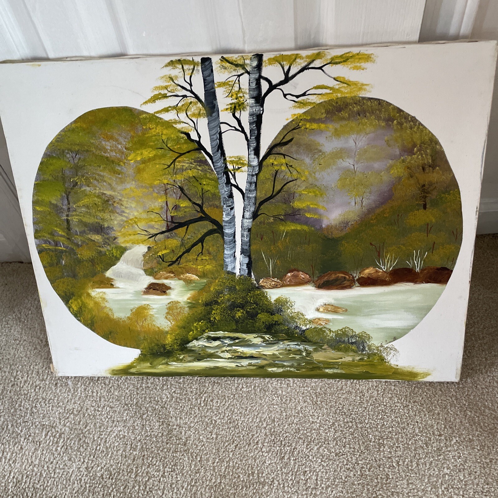 R SMITH -Rugged Creeks Mountain River – Original Art – Signed-24” X18” EUC