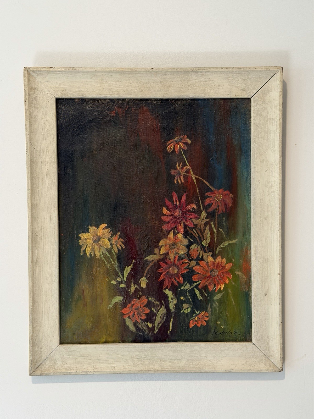 Dark Academia Autumnal Floral Impasto