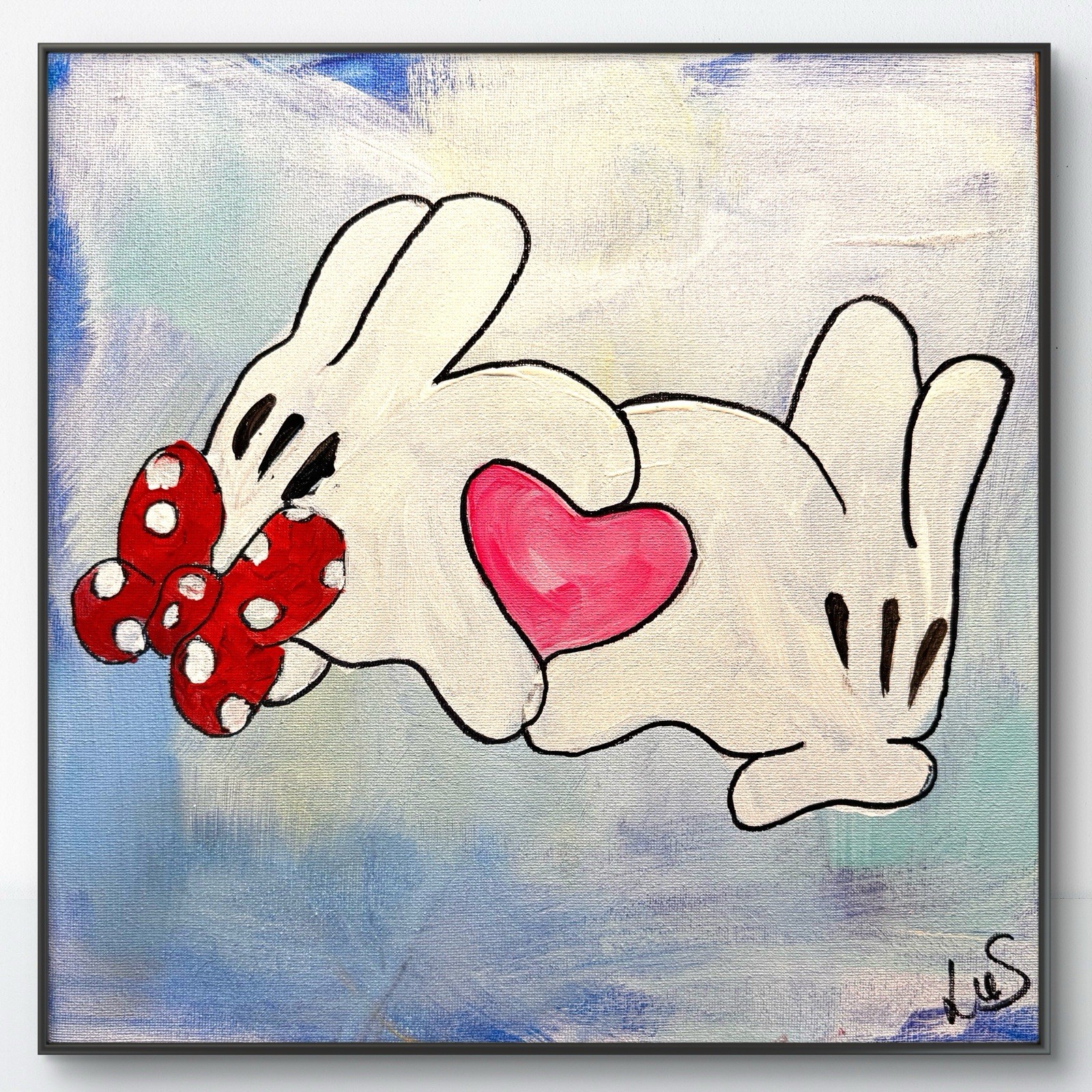 Original Abstract Expressionism 12×12 Mickey Love Handmade Signed Unique Art