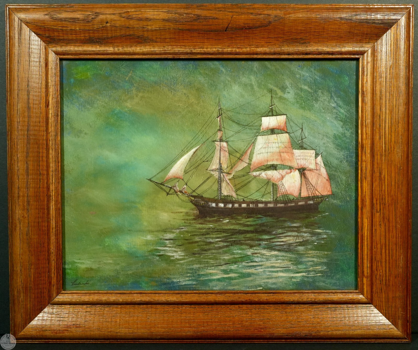 Vintage Seascape Marine Acrylic Painting “Fog Ahead” By George L. Fredricks