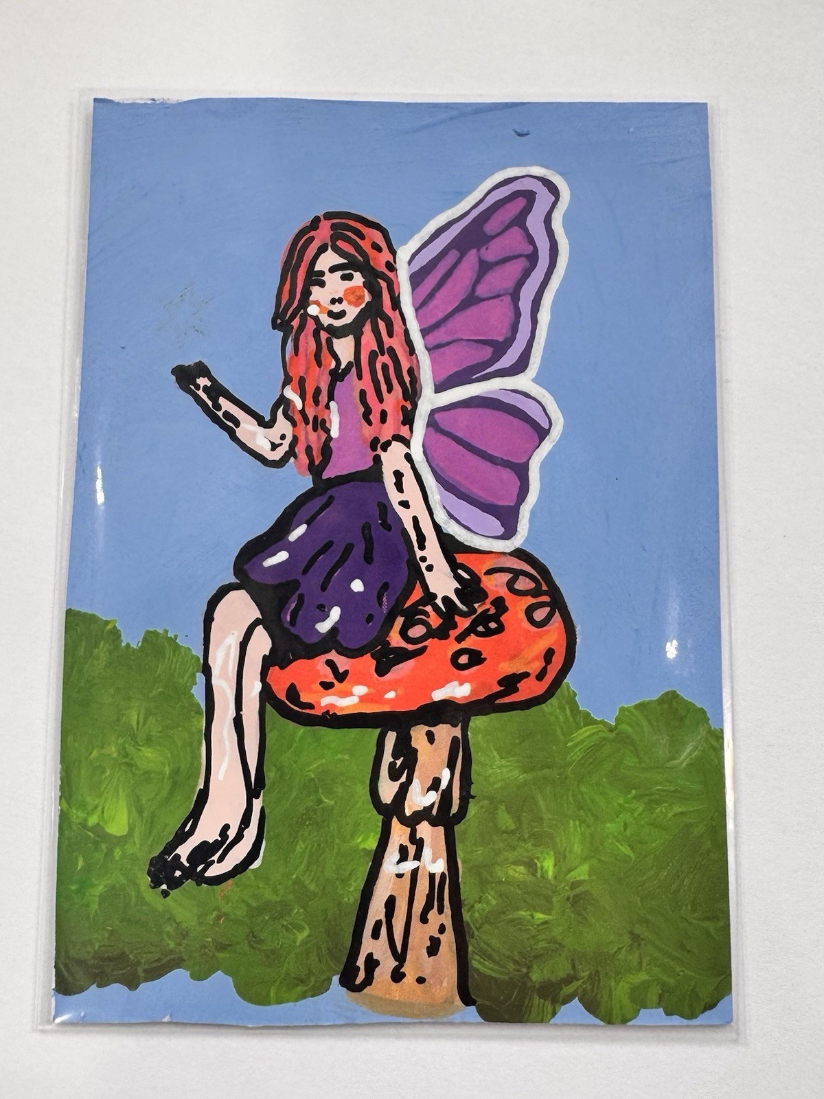 ACEO Art Card Whimsical Forest 4 Of 5 By Britney B Acrylic Fairy On Mushroom