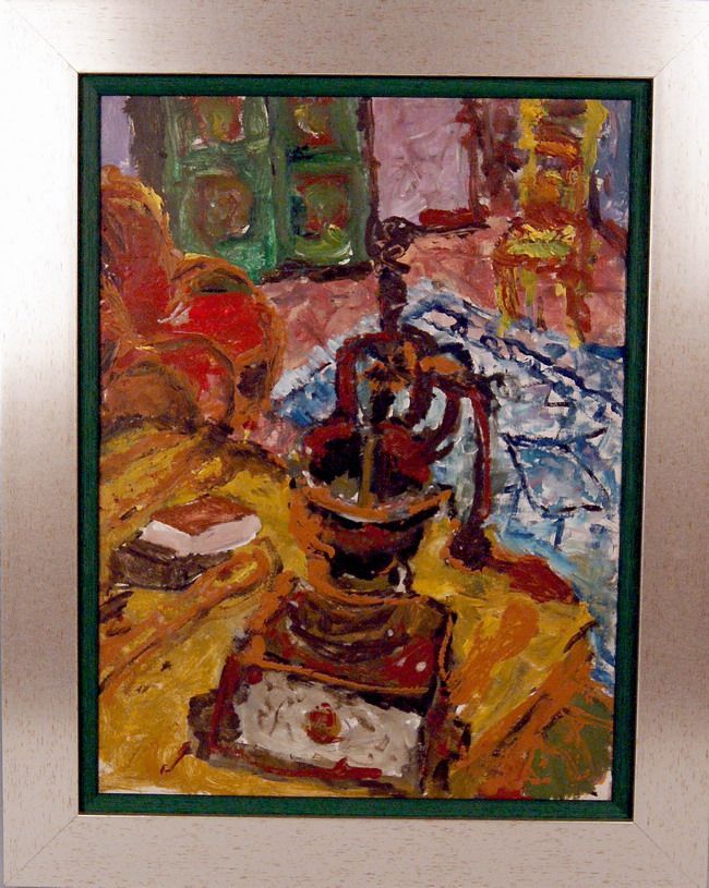 RUDOLF ULLIK Bauernstube Oil Painting on Board 1968 Signed Original, 49 x 37 cm