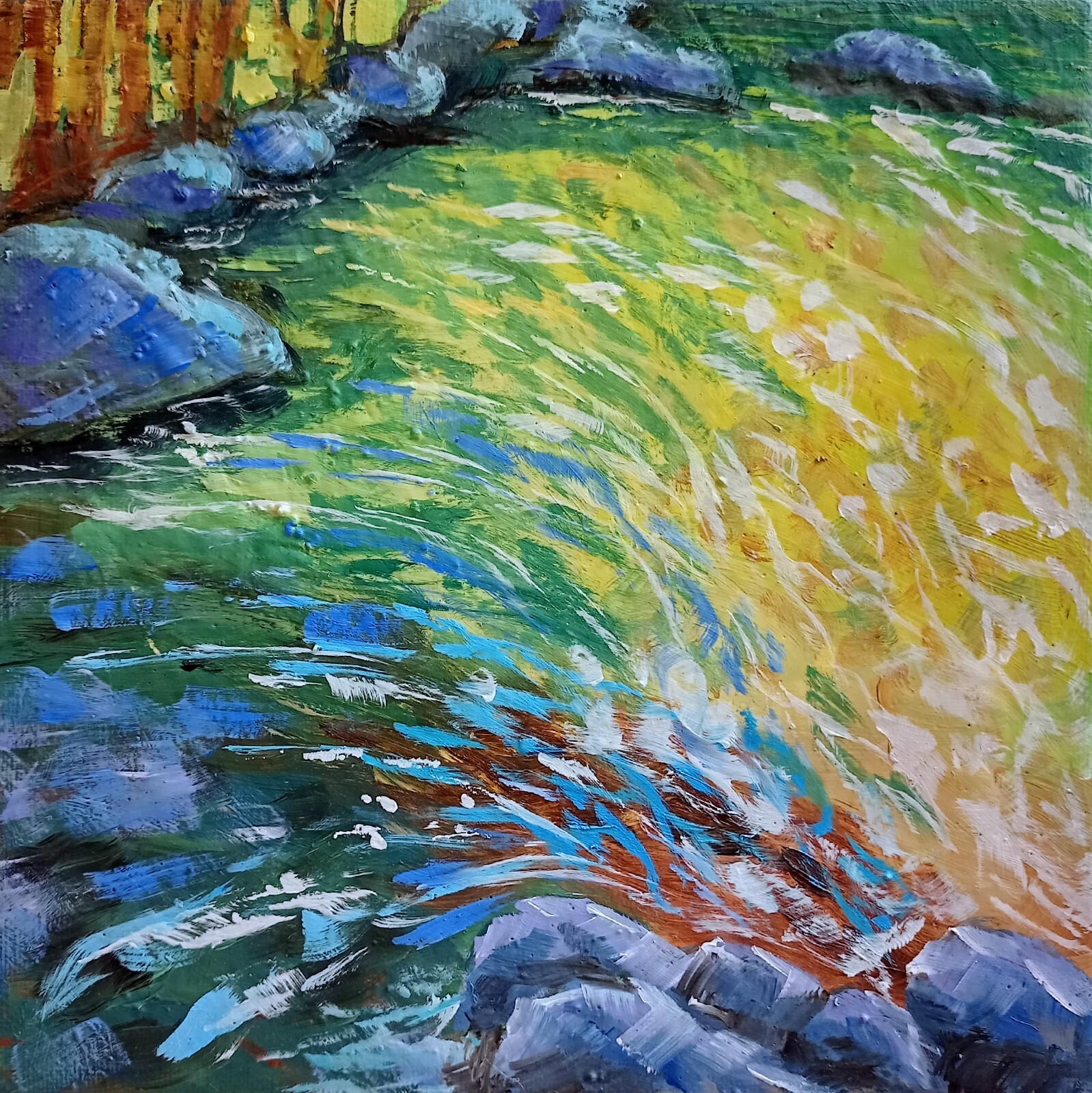 Waterfall Oil Painting 20×20 cm Landscape Original Painting on Canvas
