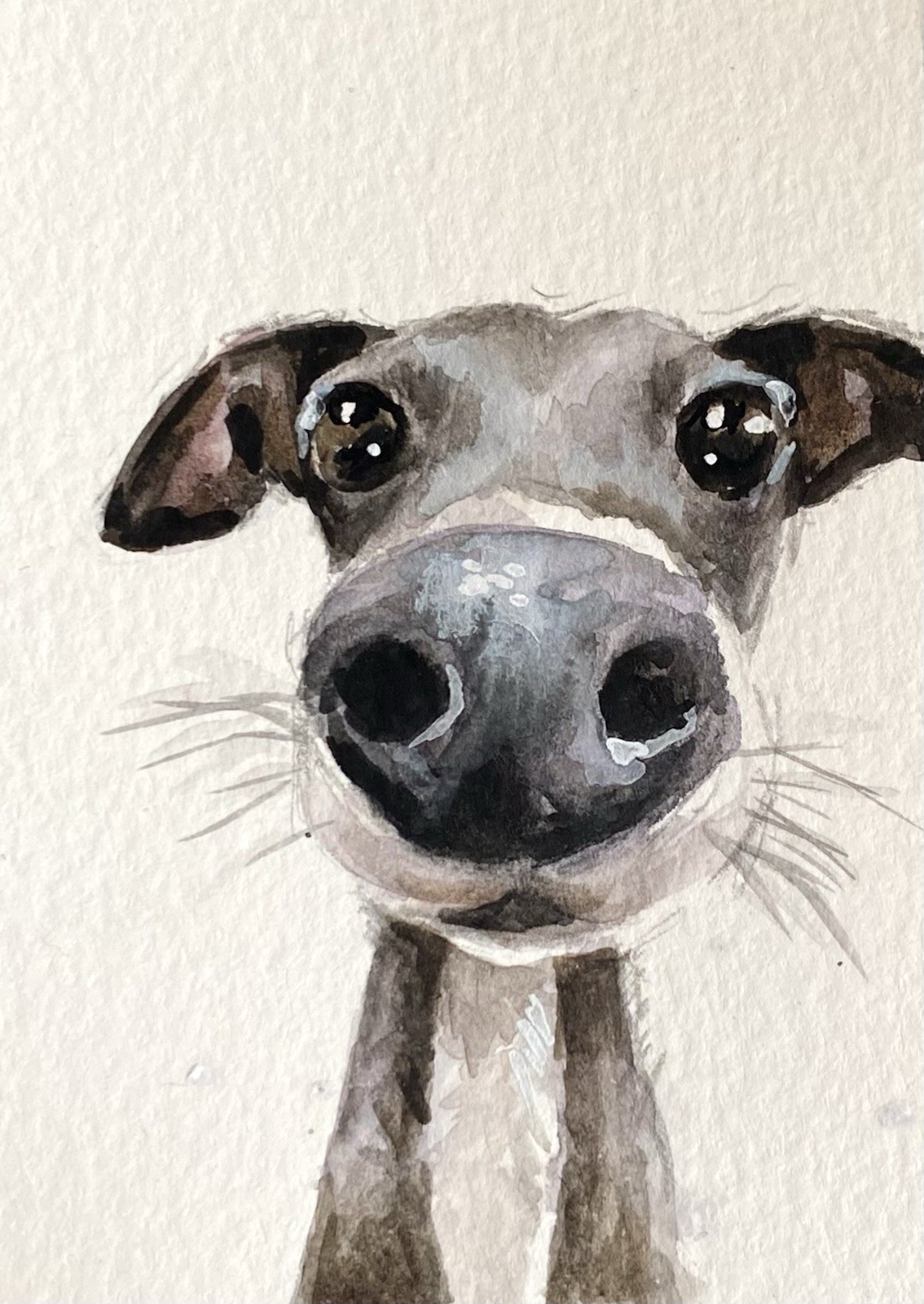 ACEO Original Mixed Media Painting Art Dog