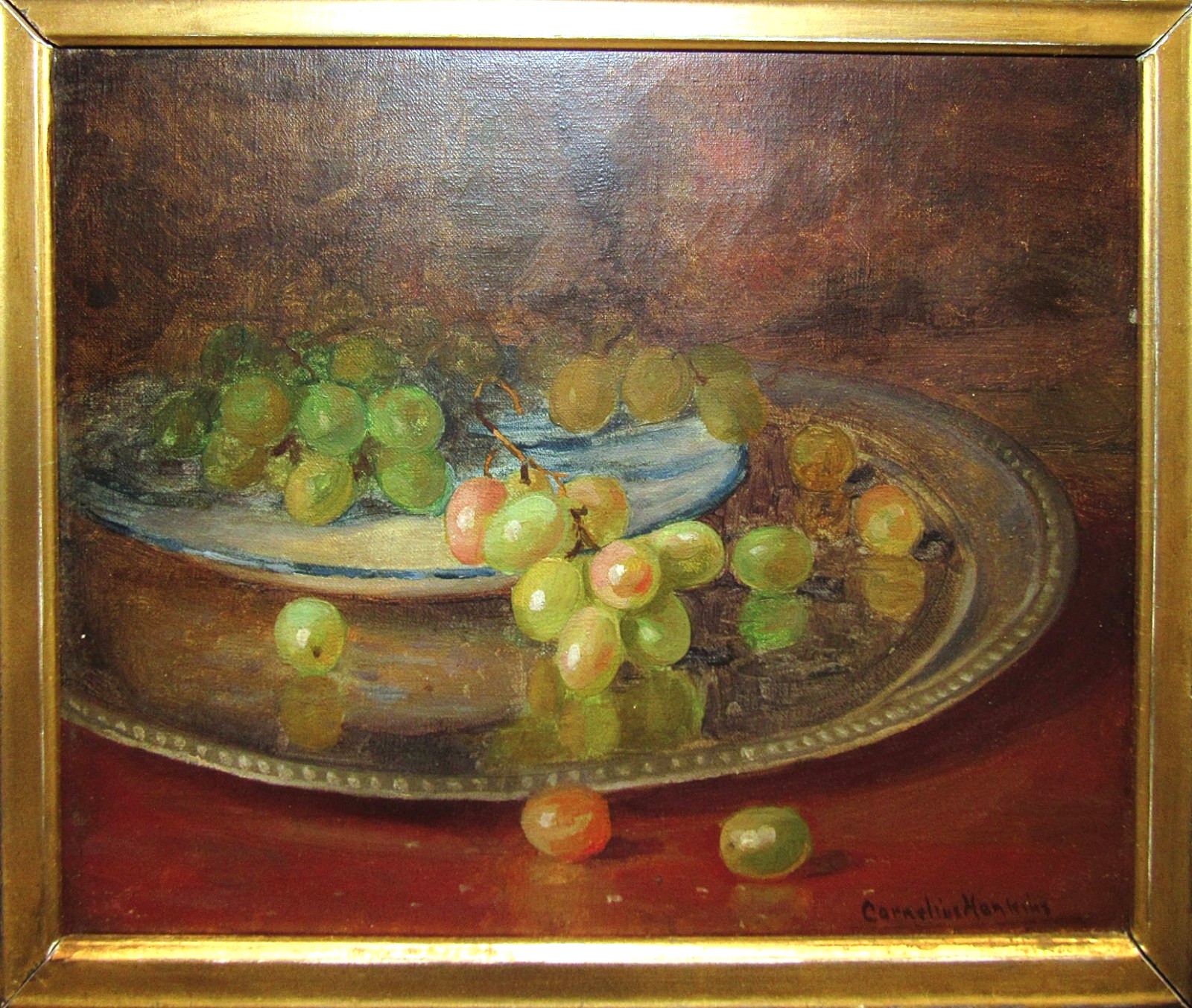 Cornelius Hankins 1890s Still Life with Grapes Listed Tennessee Virginia Artist