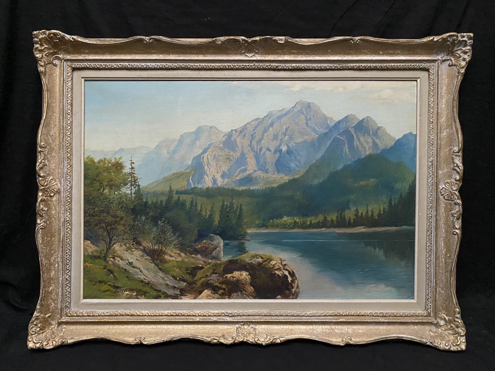 Vtg Landscape American West Seifert 20 x 30 well done Oil Painting on Masonite