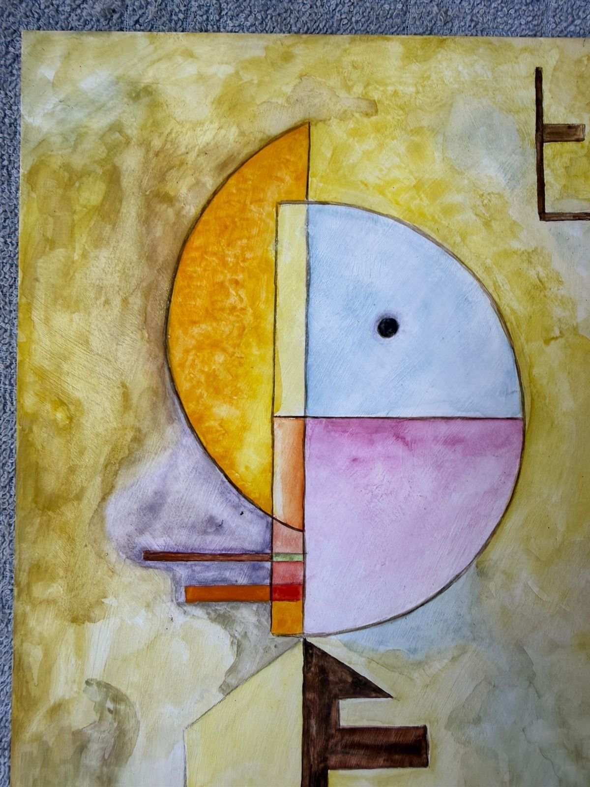 wassily kandinsky , framed oil painting on wood, sealed and signed.