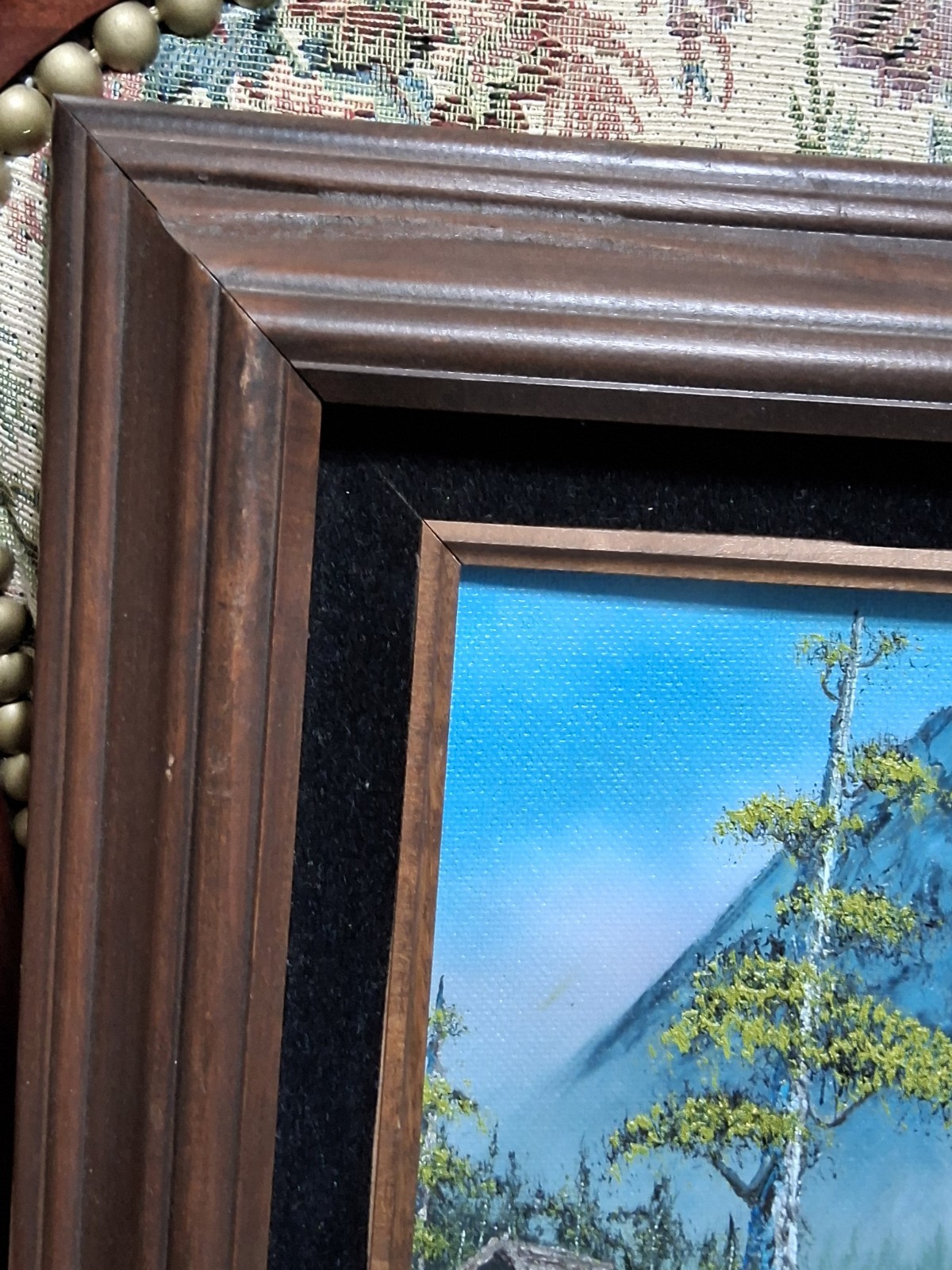 Vintage oil painting on Artist canvas panel Framed Signed Cabin in the woods…