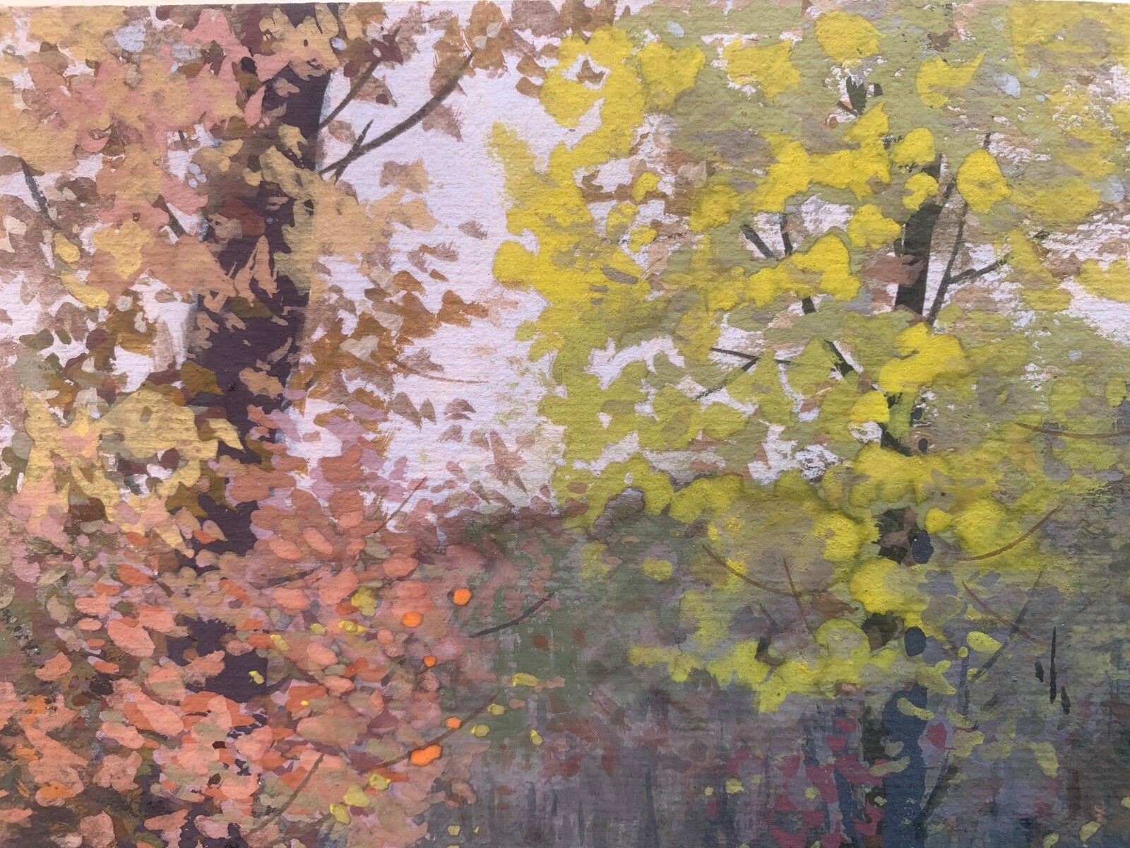 Oil Painting First Rays Autumn Tsyupka Original Framed Wall Hanging n1495