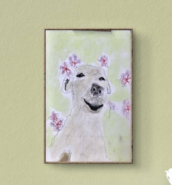 Original Contemporary Mixed Media Dog Wall Art Minimalist, Holly Hammond