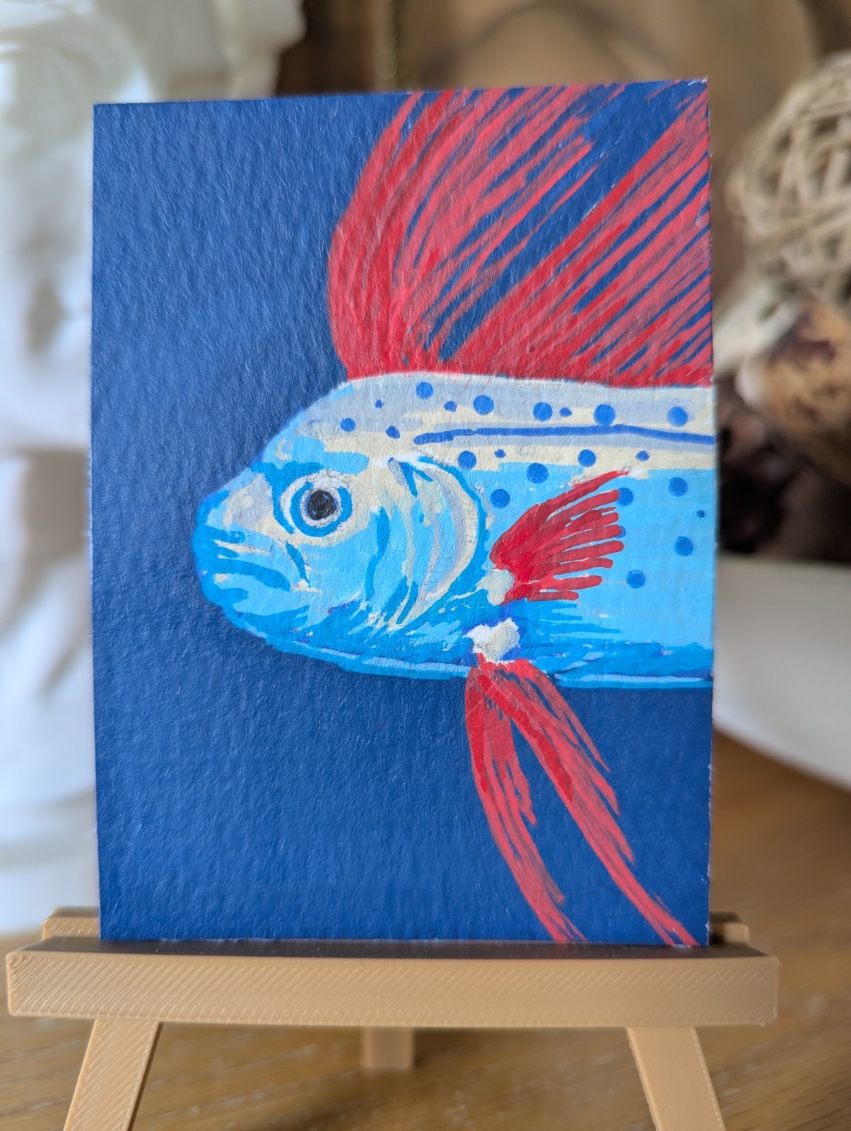 ACEO ATC original hand painted art card, acrylic, sealed 300g 100% cotton paper.