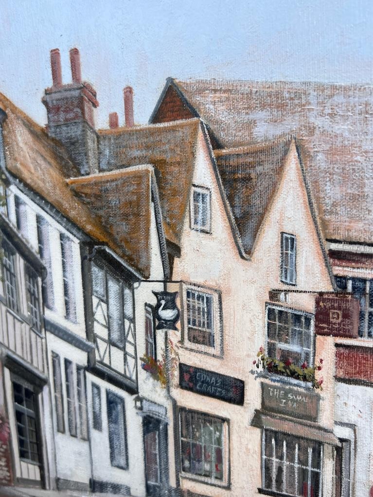 Mermaid Street Rye East Sussex England Landscape Oil Painting Artist Signed Art