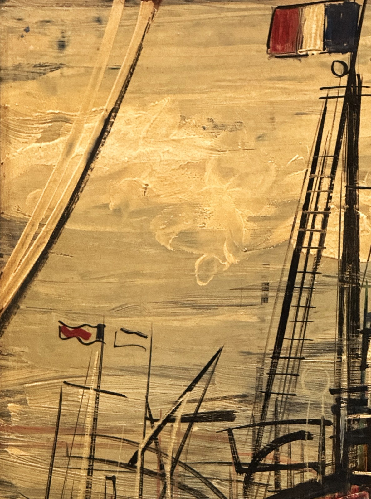 Michel-Marie Poulain (French), VTG MCM Origin. Oil/Masonite “Toulon 1954” Signed