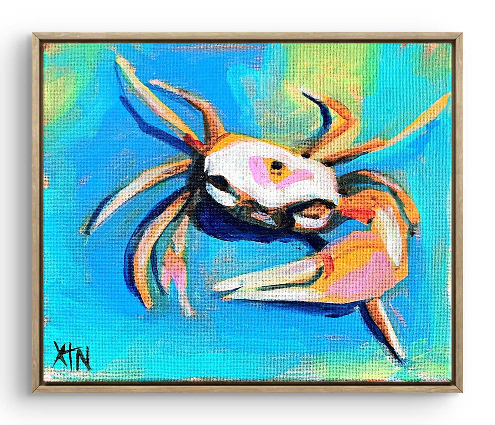 10×8 Crab Art Contemporary Acrylic Figurative Xtn Original Painting On Canvas