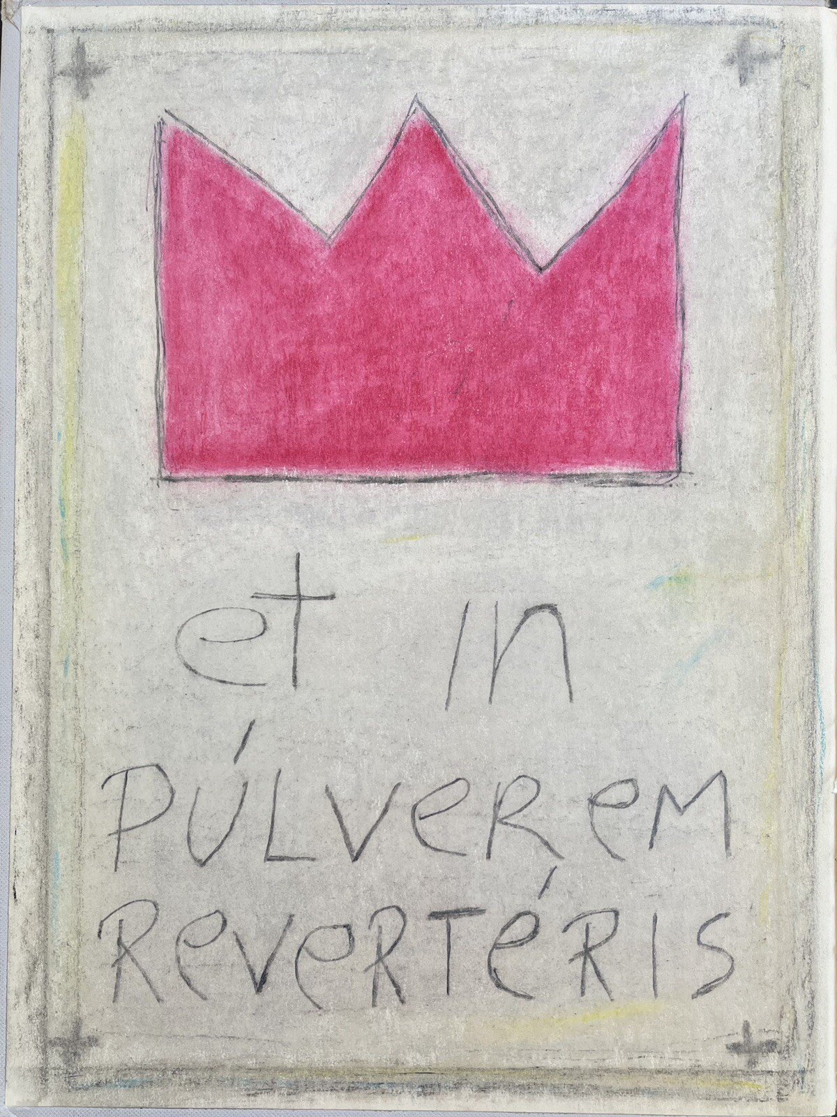 OIRIGNAL VINTAGE POP ART PAINTING Red Crown “Et In Pulverem Reverteris”