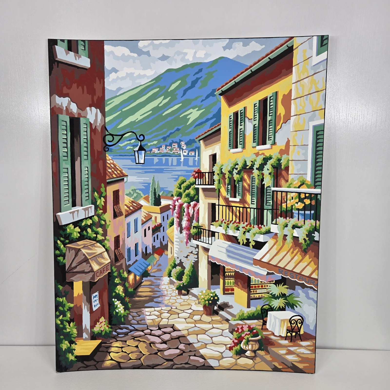 Village Steps Finished Acrylic Painting Paint By Number 16×20 Seaside Italian