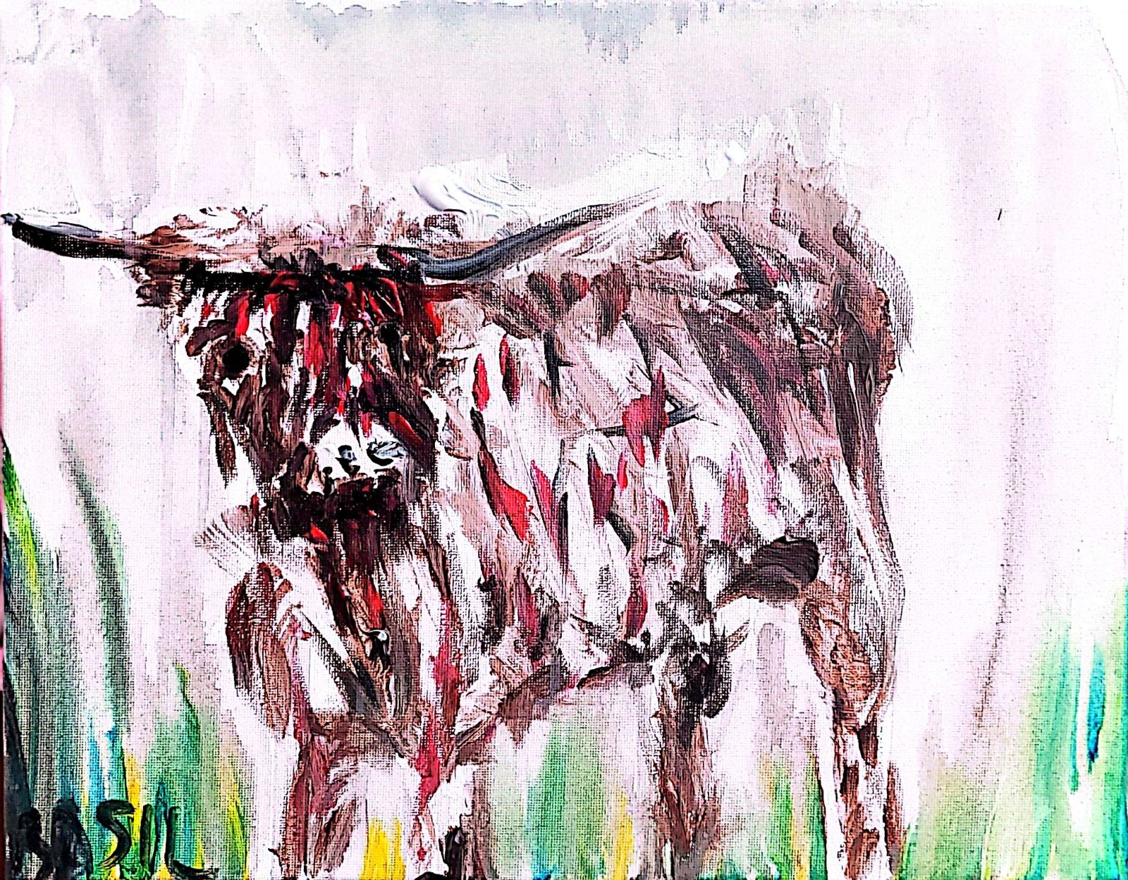 Red Bison Contemporary Expressionist Original Painting