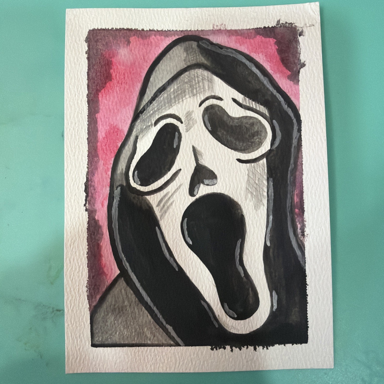 GHOSTFACE- Scream 7- watercolor painting- original- Signed