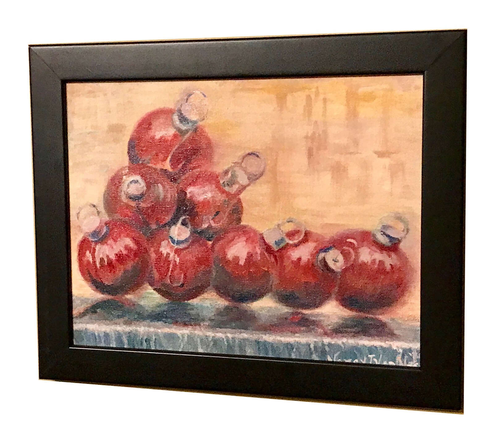 Red, Original Oil Painting, Framed Art, by Van Ness