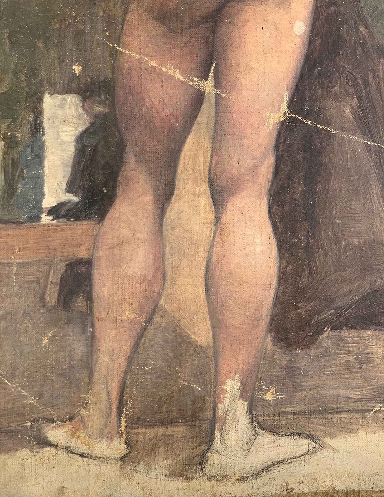 Charles Franklin Chamberlain, academic male nude oil painting, académie, c. 1895