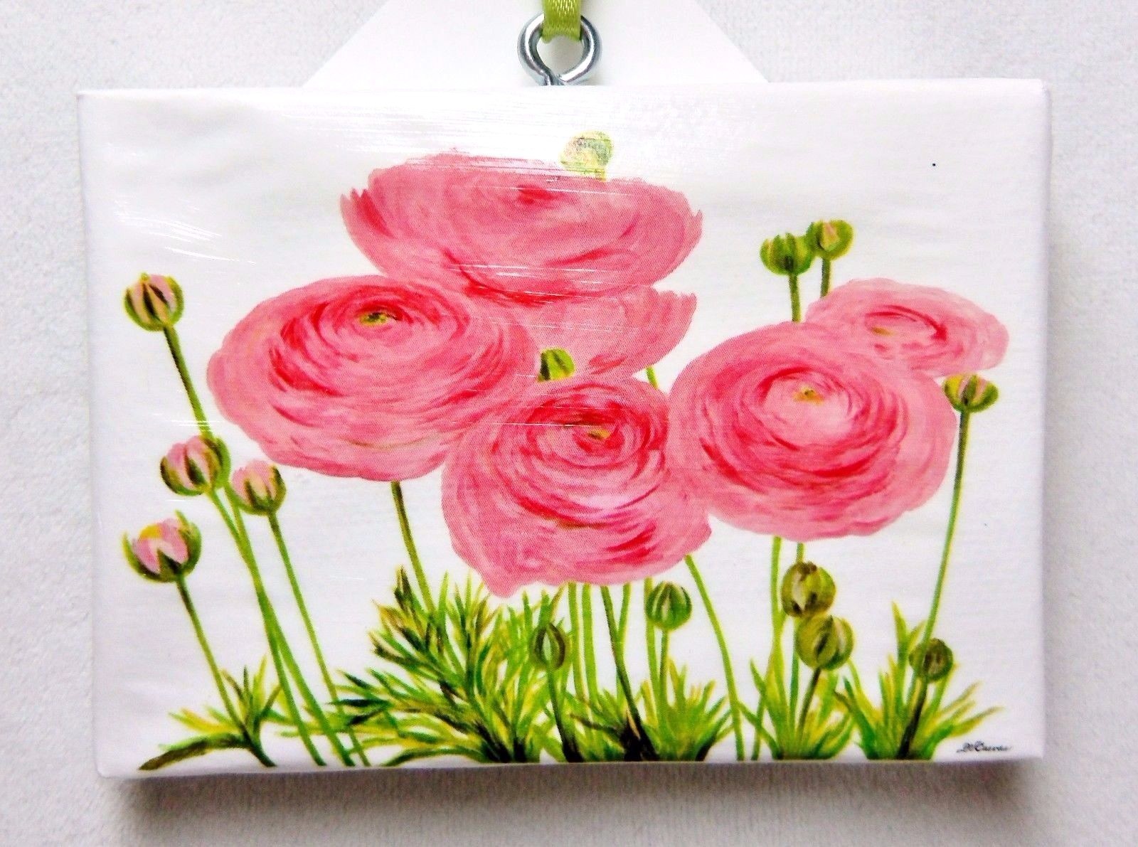 Danilo Cuevas Mini Printed Canvas Picture Ornament Pink Ranunculus