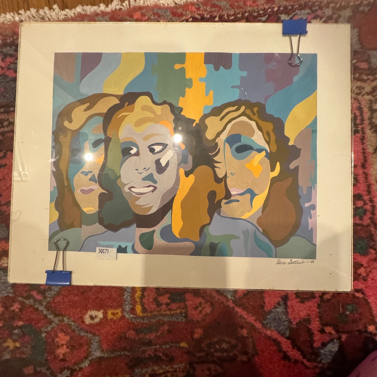 work on paper 1985 flat graphic style serigraph(screen print possibly) pop art