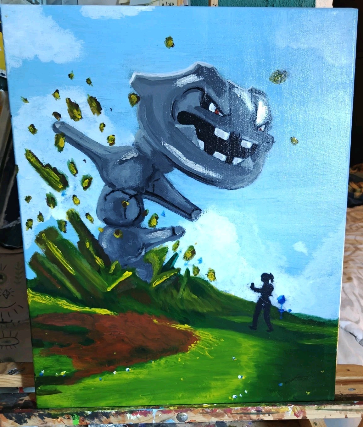 Pokémon Steelix Acrylic Canvas Paint Art