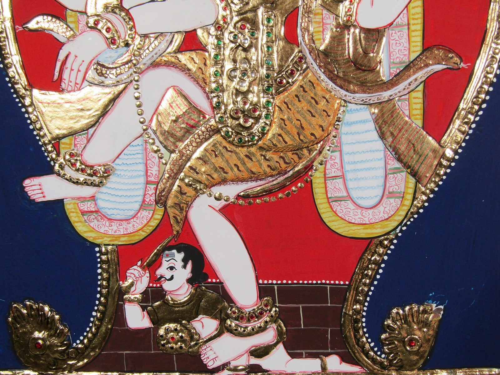 Tanjore Nataraja Shiva Painting 22K Gold Foil Framed Signed 2004