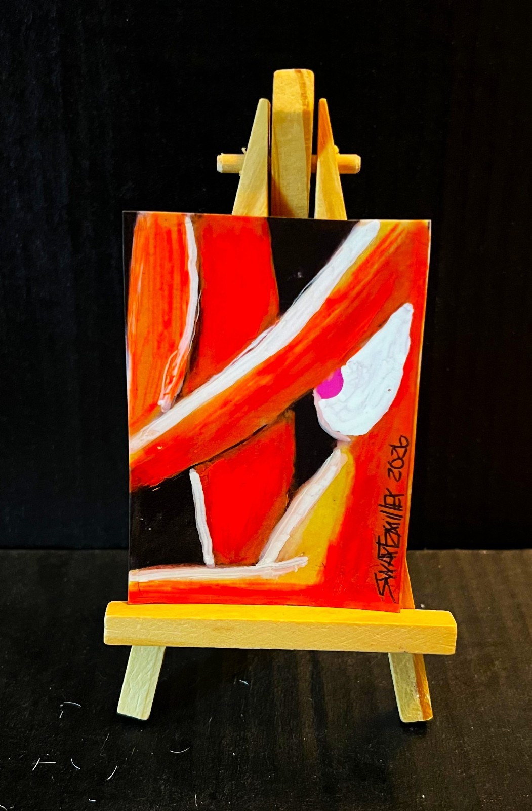 ORIGINAL FLOWERS VASE POP ART Painting canvas 14 x 11 SWARTZMILLER DNA SIGNED