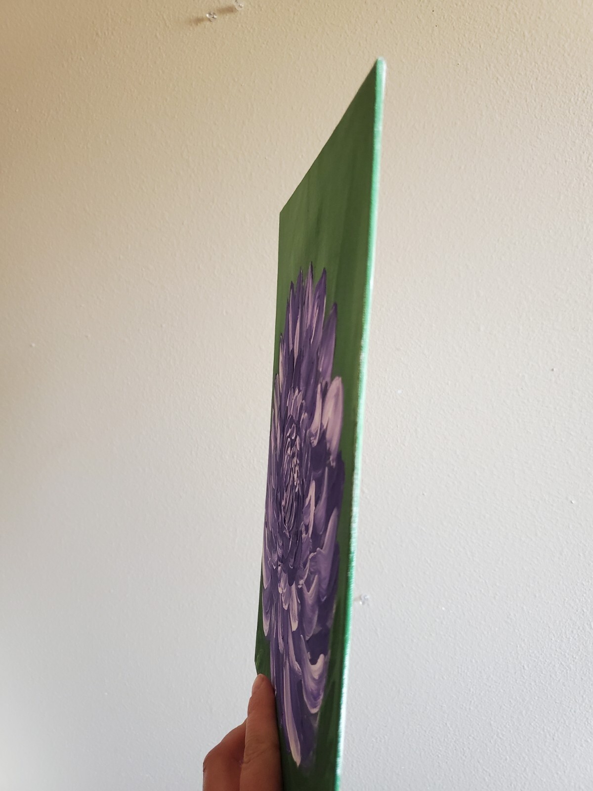 Handmade Painting Acrylic Art Panel 12x9x1/16in Decor Lilac Dahlia Flower