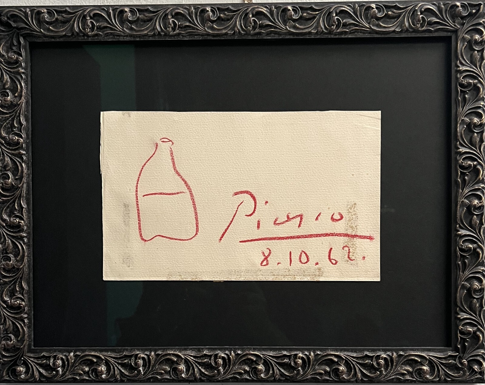Pablo Picasso (1881 – 1973) “The Bottle” Red Crayon Estate of Gallery Owner COA